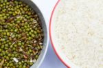 Green Beans Grain And Rice Grain Stock Photo