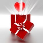 Heart Giftbox Represents Valentines Day And Celebrate Stock Photo