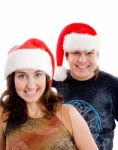 Couple Wearing Christmas Hat Stock Photo