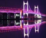 Gwangan Bridge And Haeundae At Night In Busan,korea Stock Photo