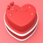 Heart Cake Represents Valentines Day And Gateau Stock Photo