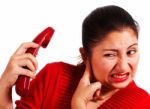 Woman Listening To Complaint Stock Photo