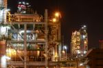 Petro And Chemical Plant - Night Scene Stock Photo