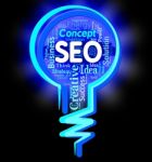 Seo Lightbulb Represents Search Engines And Index Stock Photo