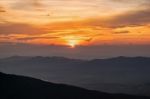 Sunset On Phu Chi Fa Forest Park Stock Photo