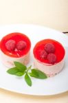 Fresh Raspberry Cake Mousse Dessert Stock Photo