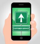 Customer Service Online Represents Mobile Phone And Advice Stock Photo