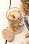 Cashew Nuts On A Glass Jar Stock Photo