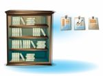 Cartoon  Illustration Interior Library Room With Separated Layers Stock Photo