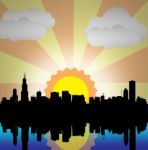 City Scape With Sunrise Stock Photo