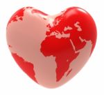 Heart Globe Indicates Valentine Day And Affection Stock Photo