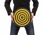 Businessman Holding Target Stock Photo