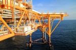 Offshore Construction Platform For Production Oil And Gas,oil And Gas Industry Stock Photo