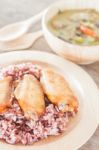 Multi Grains Berry Rice With Green Curry Stock Photo
