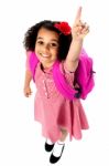 Aerial Shot Of Charming Pretty School Kid Stock Photo