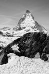 Matterhorn - Black And White Picture, Switzerland Stock Photo