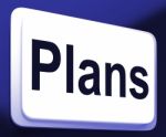 Plans Button Shows Objectives Planning And Organizing Stock Photo