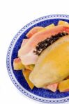 Papaya Fruit Sliced Stock Photo