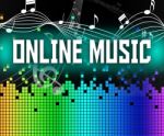 Online Music Represents World Wide Web And Acoustic Stock Photo