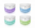 Cool Color Triangle Cosmetic Jar On White Background Stock Photo