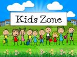 Kids Zone Banner Shows Free Time And Child Stock Photo