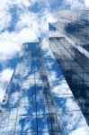 Blue Mirror Glass Building Stock Photo