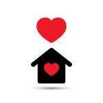  Love Heart House Illustration Stock Photo