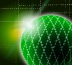 Green Ornamented Sphere Background Shows Geometrical Art And Dig Stock Photo