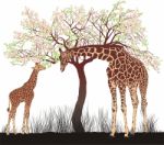 Giraffe And Tree Stock Photo