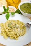 Italian Traditional Basil Pesto Pasta Ingredients Stock Photo