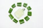 Aloe Vera Leaf With Bottle Of Aloe Vera Juice Stock Photo