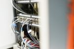 Fiber Optic With Servers In A Technology Data Center Stock Photo