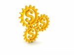 Gears With Dollar Stock Photo