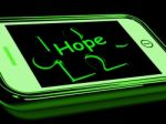 Hope On Smartphone Showing Prays Stock Photo