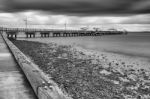 Woody Point Jetty. Black And White Stock Photo