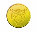 Gold Coin Showing  Head Of A Tiger Stock Photo