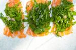 Fresh Salmon Carpaccio Stock Photo