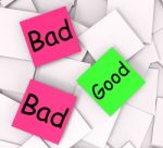 Good Bad Post-it Notes Show Satisfying Or Awful Stock Photo