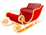 Christmas Santa Sleigh - Red And Golden Sledge Isolated Stock Photo