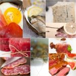 High Protein Food Collection Collage Stock Photo