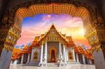 Marble Temple In Bangkok, Thailand Stock Photo