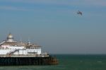 Lancaster Flying Over Eastbourne Pier Stock Photo