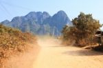 On A Rural Road ,vang Vieng ,laos Stock Photo