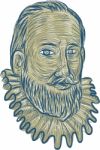 Sir Walter Raleigh Bust Drawing Stock Photo