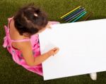 Child Is Drawing Stock Photo