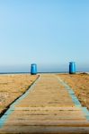 Wooden Walkway On The Beach Stock Photo