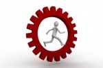 Person Running In A Gear Stock Photo