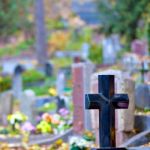 Granite Cross On Christian Cemetery Stock Photo