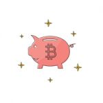 Cryptocurrency Bitcoin Piggy Bank Thin Line Flat Design Icon Vec Stock Photo