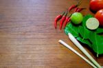 Tom Yum (thai Food)  Ingredients Stock Photo